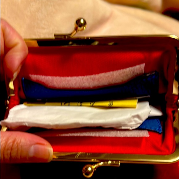 Dooney & Bourke Blue and Gold Vintage-Style Clutch